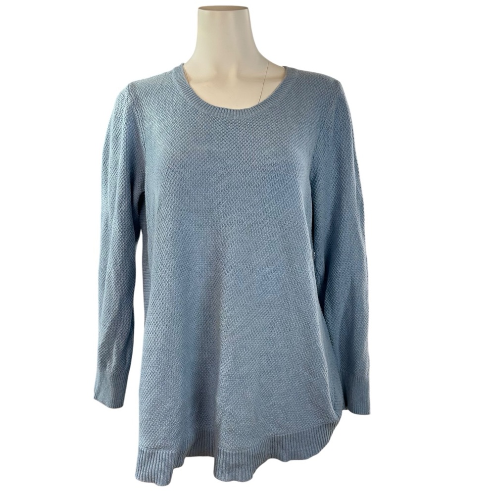 Ann Taylor Loft Pullover Cotton Sweater Size L Blue Top Round Neck